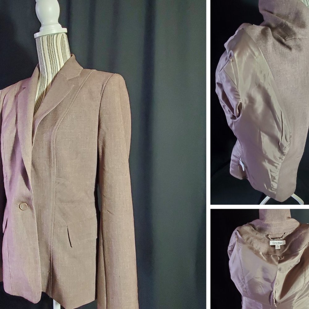 Calvin Klein Blazer Jacket, Single-button closure, 6, Brown (Taupe)